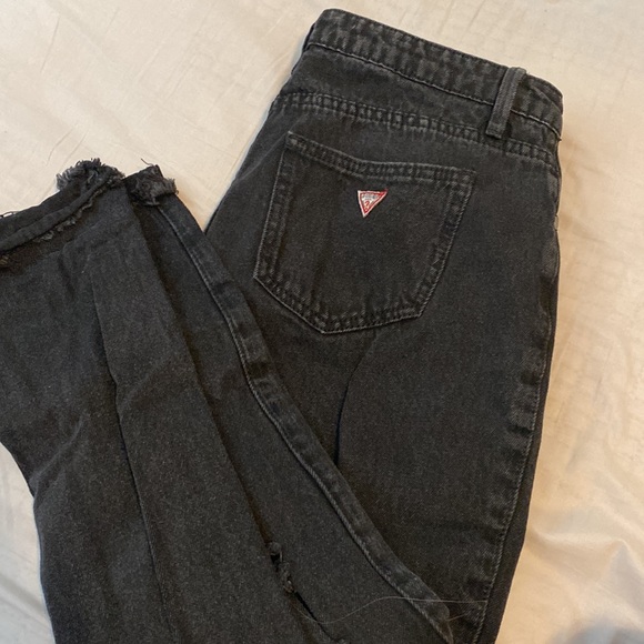 Black Low Rise Ripped Straight Leg Pants - Picture 3 of 3